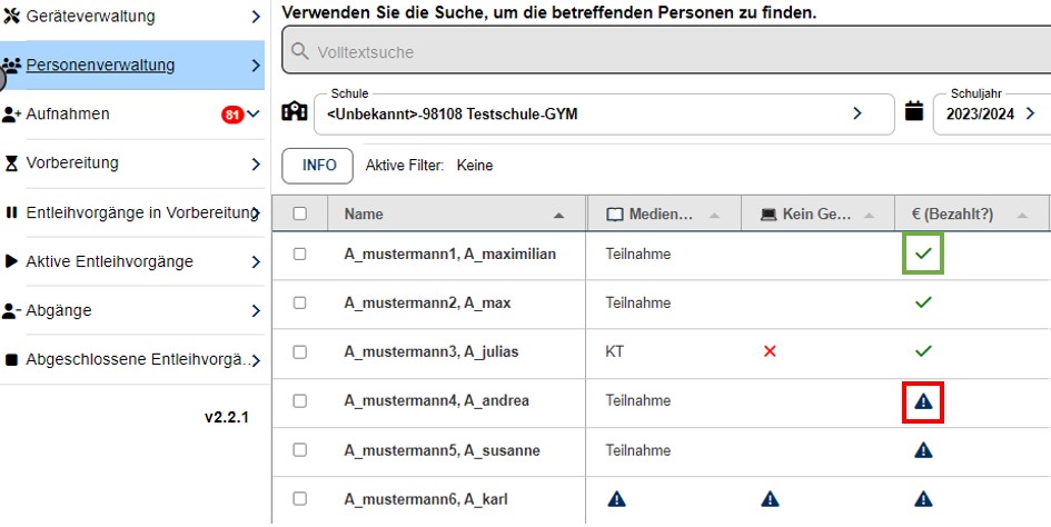 Der Bezahlt Status