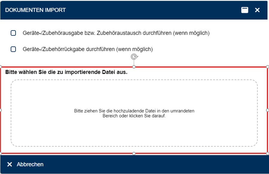 Dokumenten Import Dialog