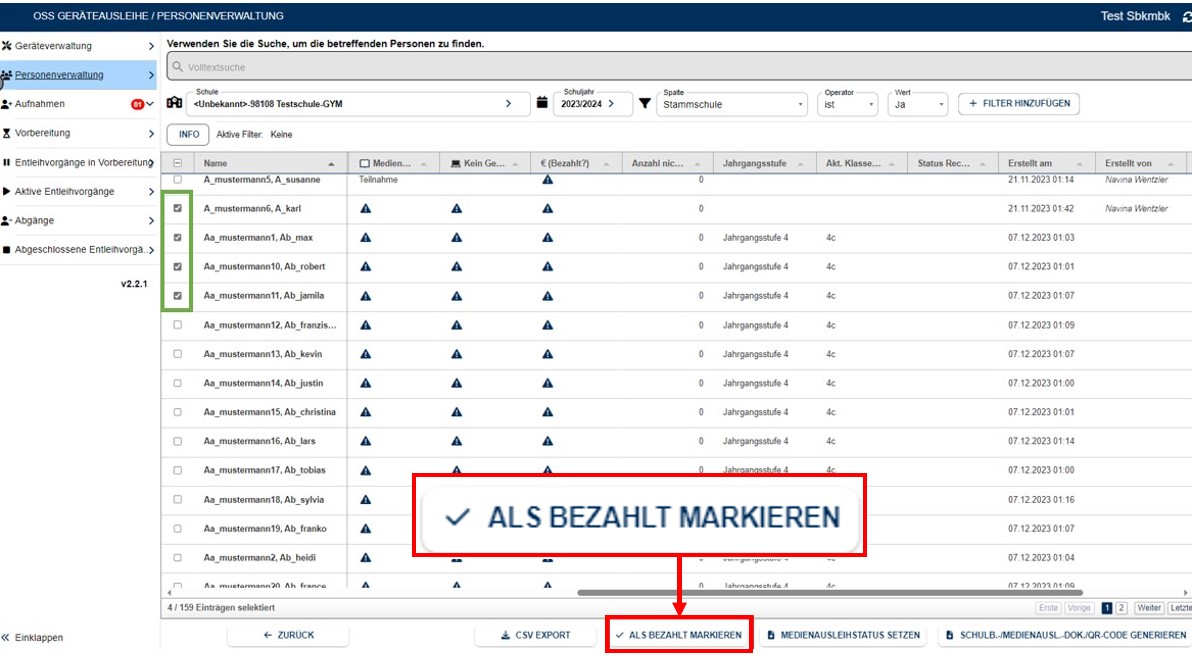 Medienausleihstatus setzen